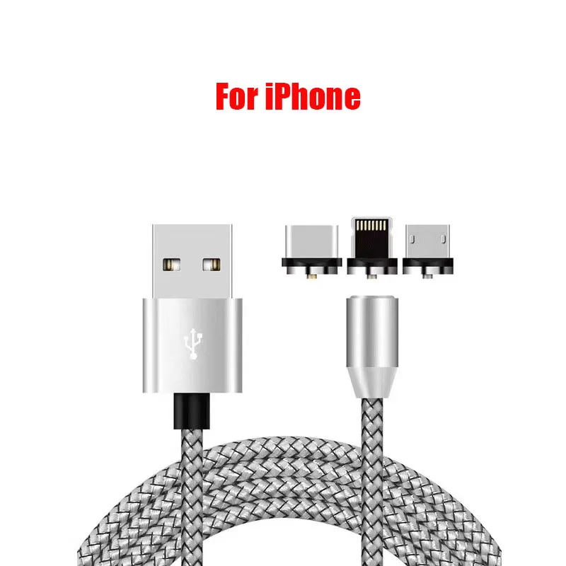 Магнитный USB кабель для быстрой зарядки USB кабель подходит для iPhone зарядное устройство для зарядки данных USB кабель для мобильного телефона USB кабель для зарядки - Цвет: Silver IOS cable