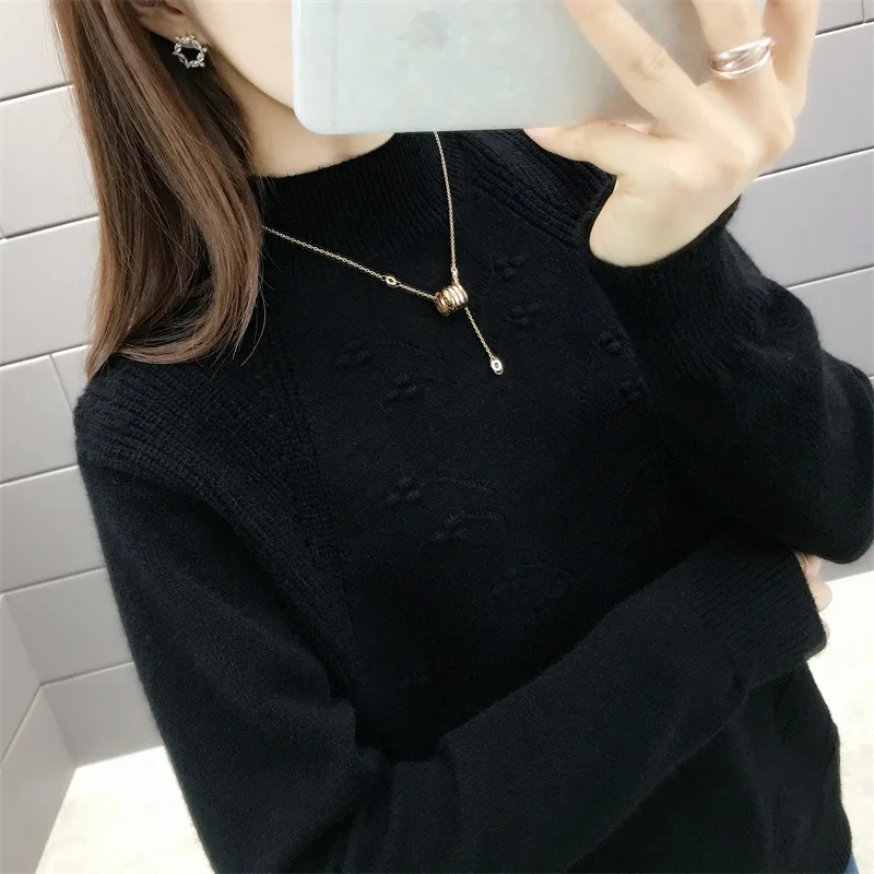 

519243 (small room No.4) new slim fit half high collar T-sweater long sleeve Pullover women's dress sweater 2019ff