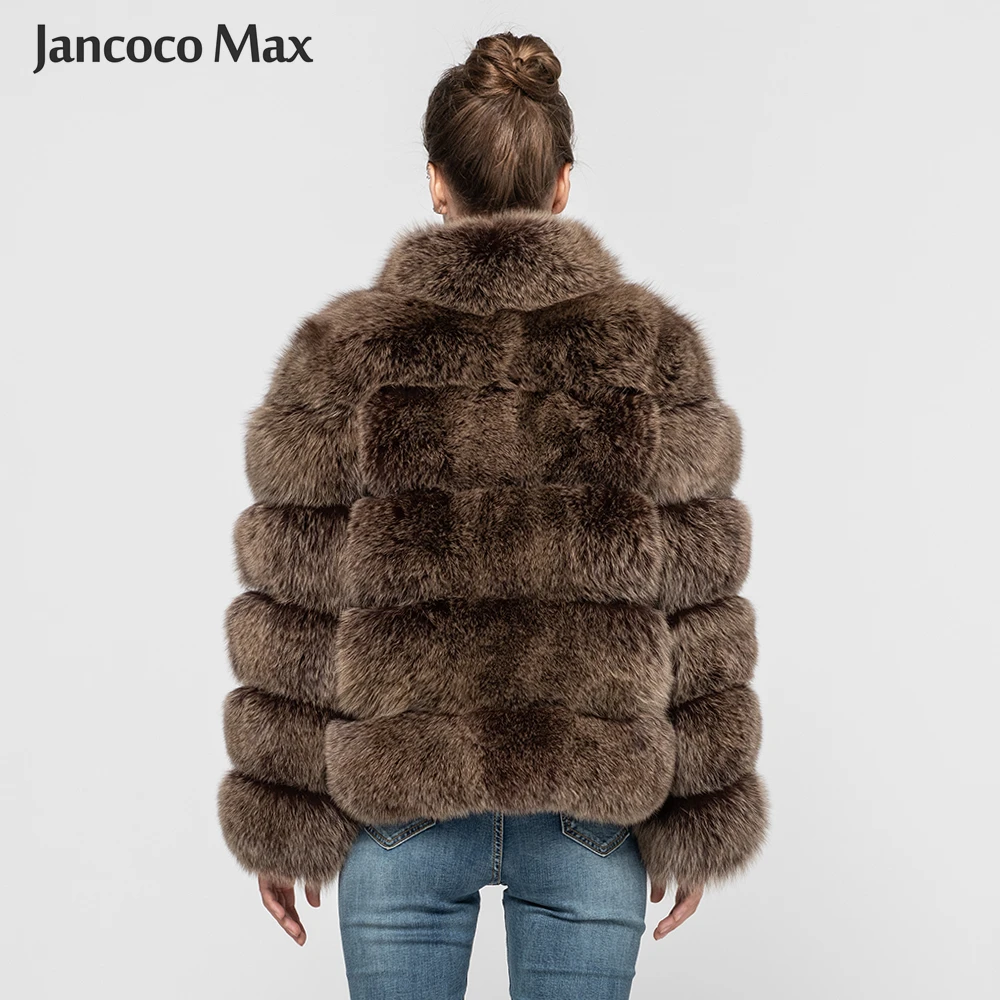Jancoco Max новое зимнее плотное теплое Женское пальто с воротником из натурального Лисьего меха, 5 рядов, высокое качество, Меховая куртка, модное пальто S7194