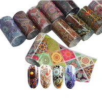 10pcs 4100cm paisley colorful nail foils bohemia nail art transfer sticker decal mandala slider decals diy nail tips decoration