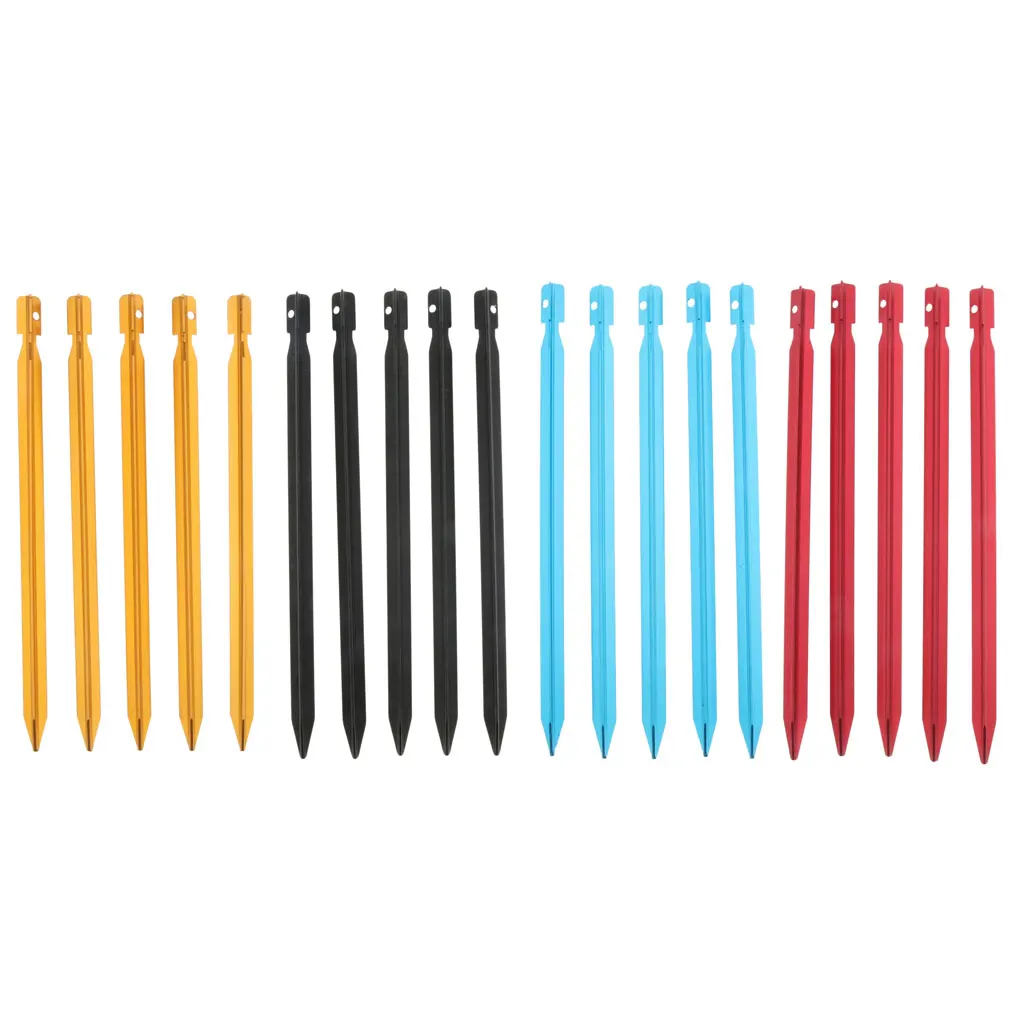 

5pcs Camping Awning Tent Rope Stake Aluminum Alloy Pegs Metal Trip Nail 23cm Long