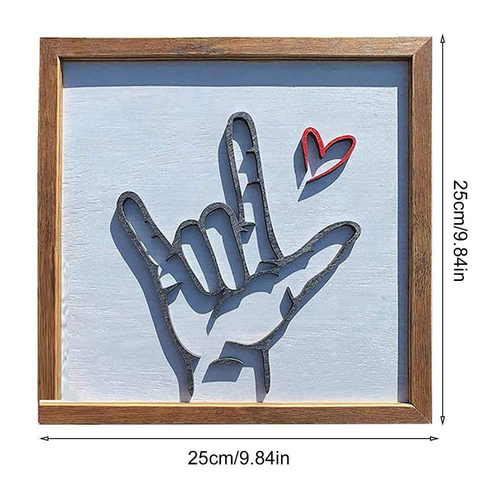 Персонализированный жест любовь символ фото семья кулон деревянная рамка 3D