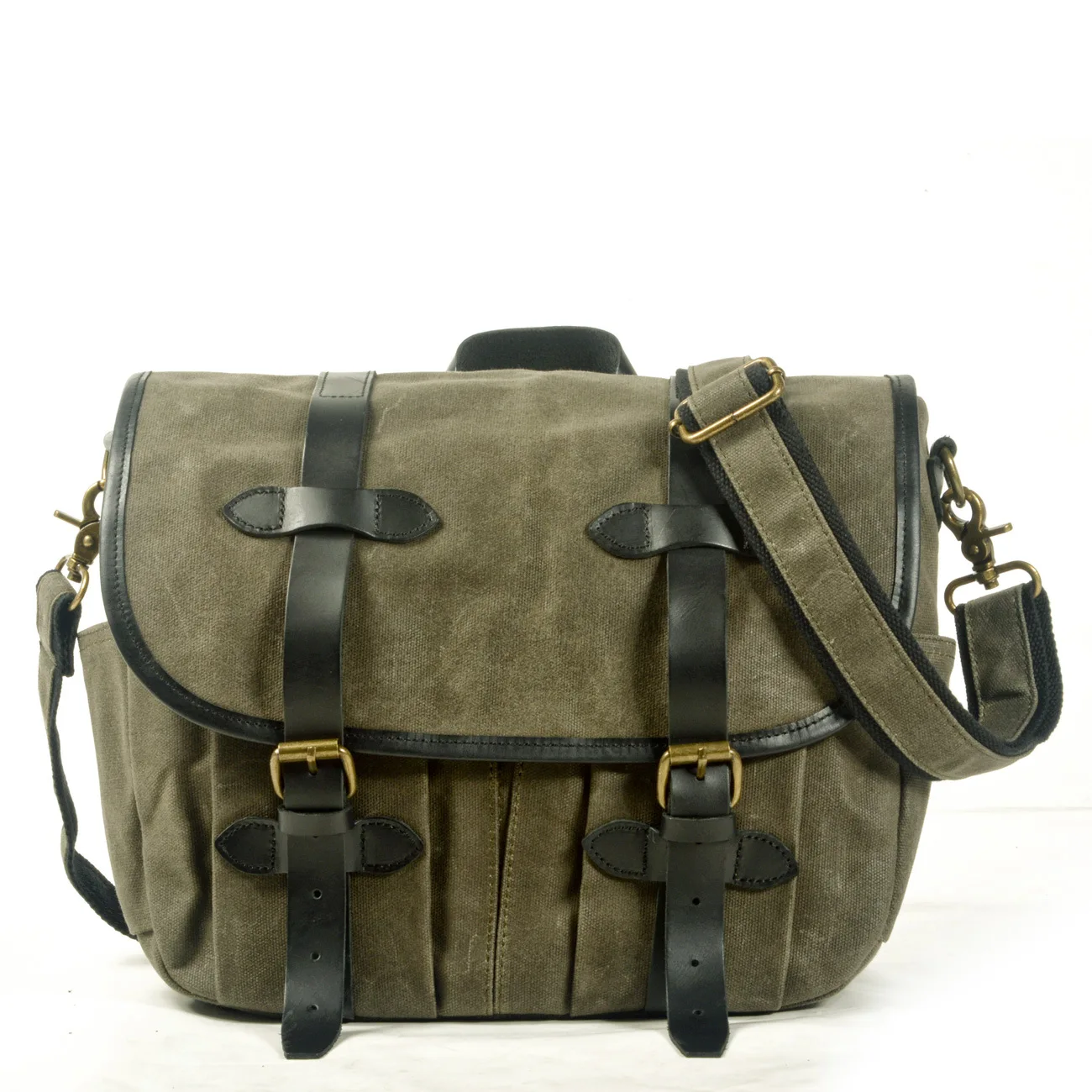 Retro canvas messenger bag men's motorcycle style shoulder bag men's tooling bag messenger bag canvas stitching leather