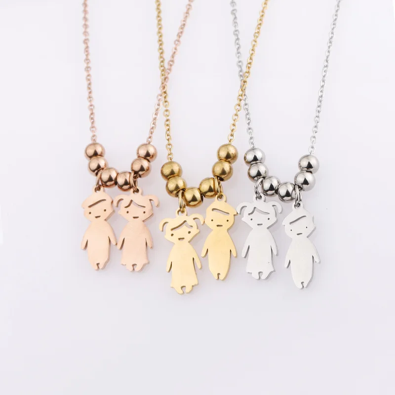 Простое семейное регулируемое ожерелье из нержавеющей стали для девочек и