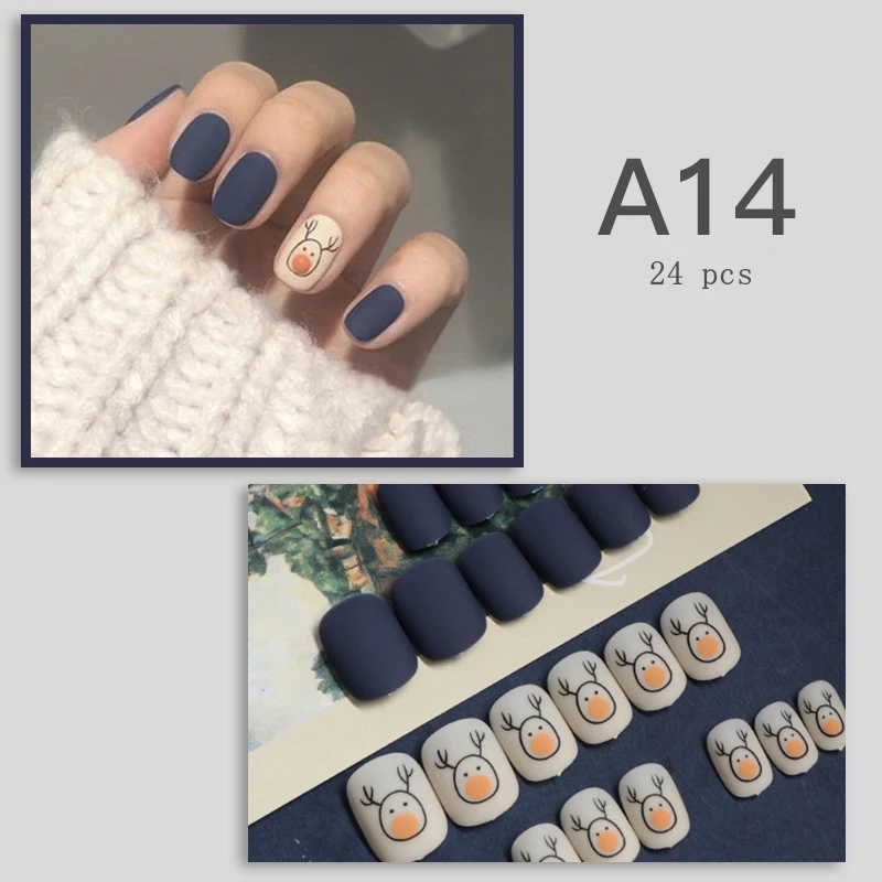 

24PCS Manicure Patch False Nail Art Patch Detachable Wearable Self Adhesive Nail Accessories For Woman