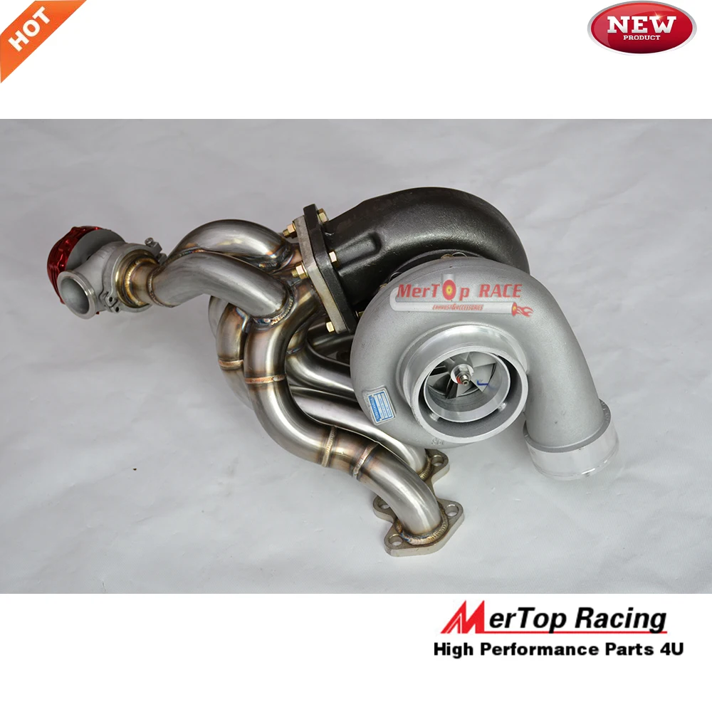 

MERTOP Full SS321 Equel Length 3mm T4 Divide Supra 93-98 2JZGTE 2JZ Turbo Manifold +44mm V band wastegate +GT45 TurboCharge