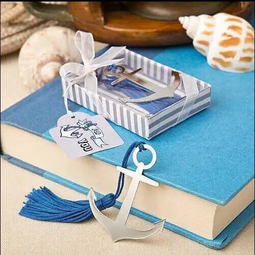 

Wedding giveaways for guest nautical themed anchor bookmark party favor gifts 50pcs/lot Party decoration business event souvenir