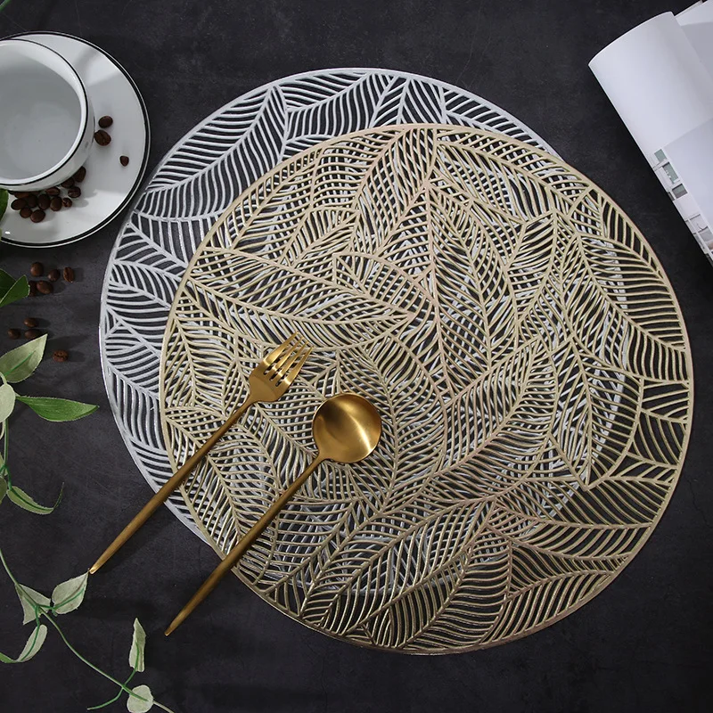 

New Pvc Placemat Heat Insulation Table Mat Home Anti-scalding Creative Bronzing Light Luxury Style Western Food Tray Mat