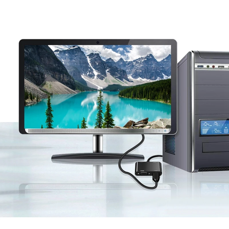 VGA в HDMI сплиттер видео конвертер с поддержкой двух дисплеев для ПК проектор HDTV