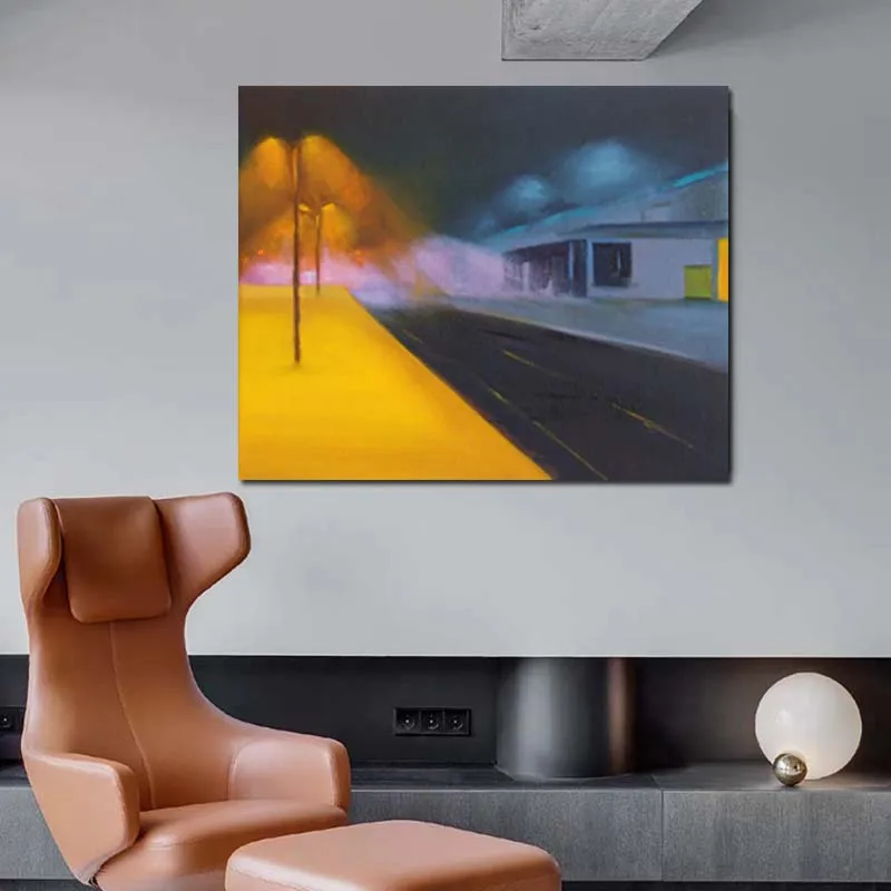 

Marta Zamarska Street Lights At Night Canvas Painting Print Living Room Home Decor Modern Wall Art Oil Painting Posters Pictures