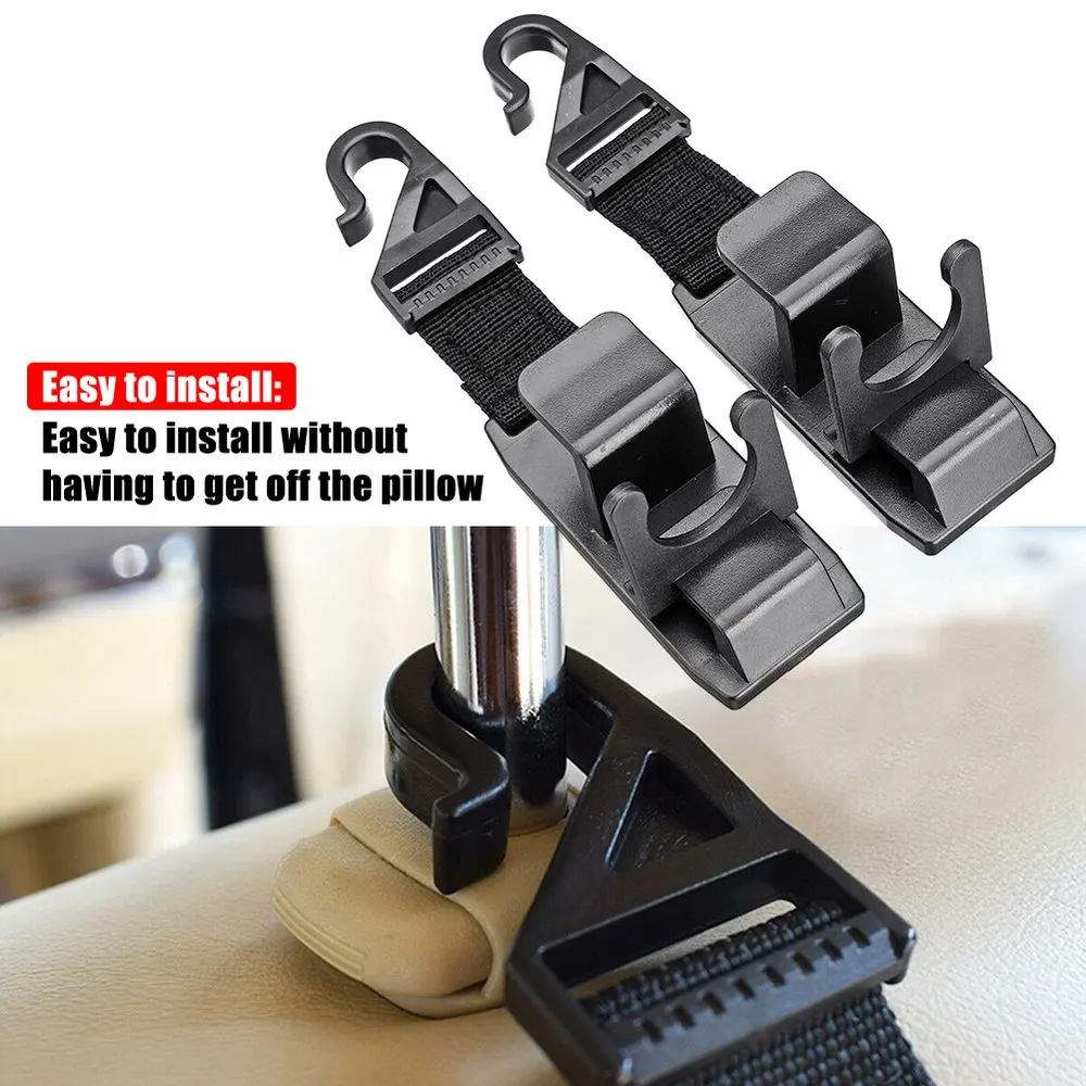 

2pcs Auto Car Seat Headrest Coat Hook Purse Bag Hanger Hanging Organizer Holder Bag For Cloth Grocery Storage Auto Accessories