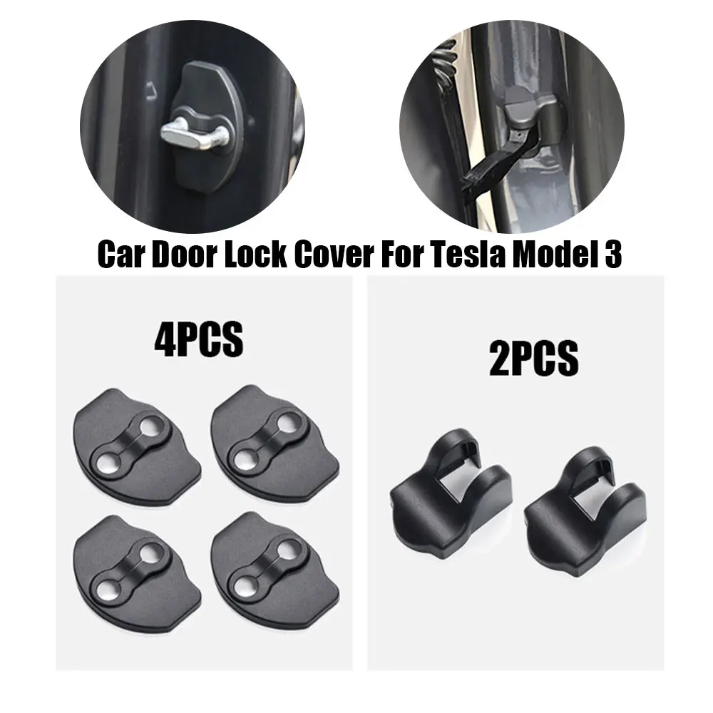 

For Tesla Model 3 2017-2022 Car Door Lock Cover ABS Protection Cap 6pcs Car Door Lock Cover
