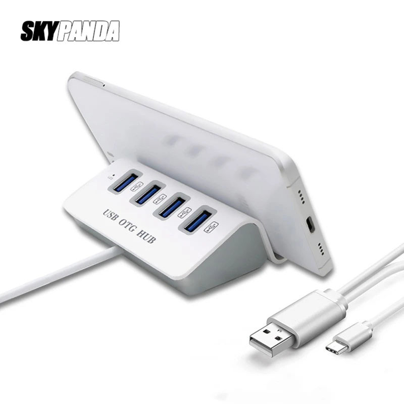 4-port USB 2.0 Type-C Combo HUB OTG Adapter No APP Need ABS Phone Holder Multi USB C Splitter For Xiaomi 6 GALAXY S8 Macbook Pro