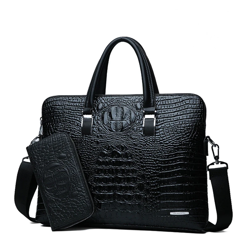 

Men's Briefcase Office Crossbody Shoulder Bag Man Computer Office Satchel Bag Artificial Crocodile Leather Pattern Leather