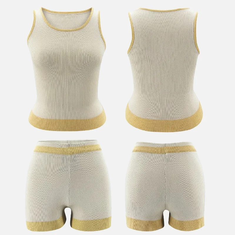 Женский трикотажный комплект из двух предметов майка и шорты лето 2021 - купить по