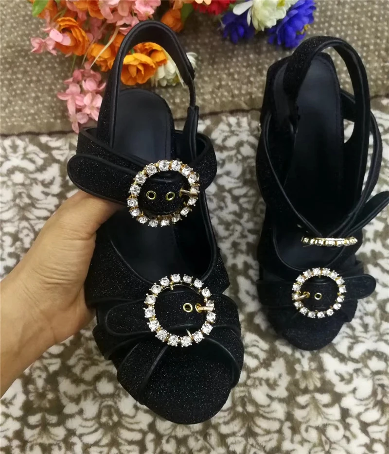 Женские сандалии-гладиаторы с круглым кристаллом и пряжкой пикантная женская