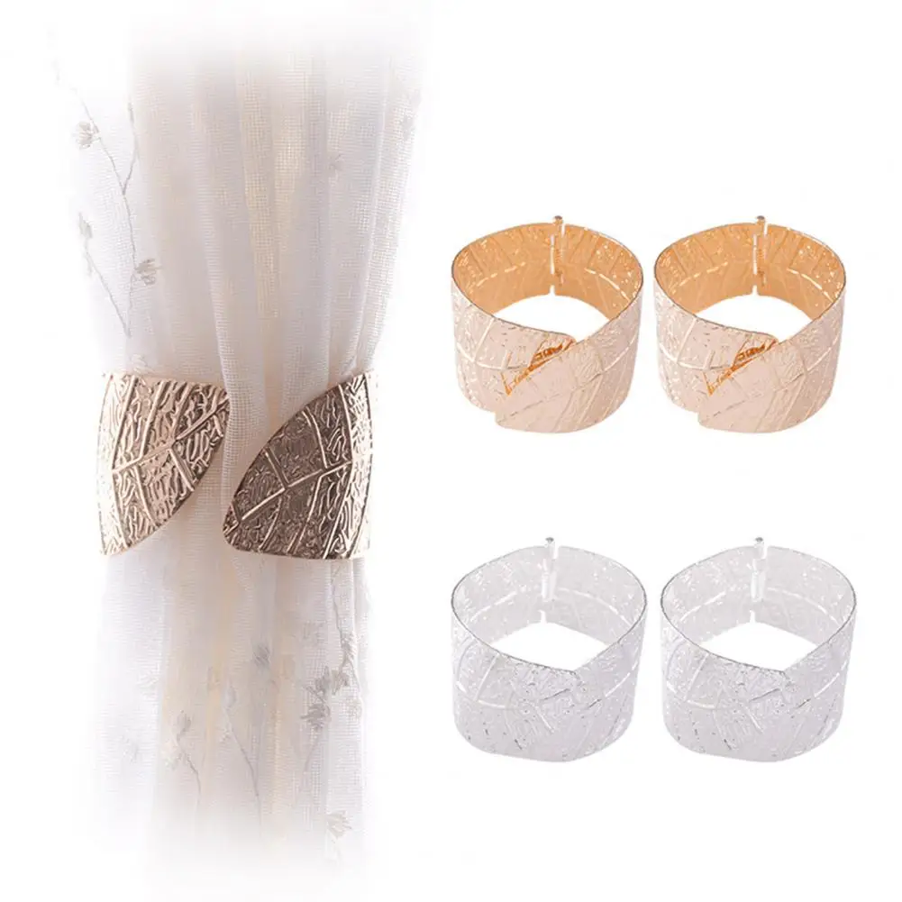 

Hot Sales!!! 2Pcs Buckle Leaves Curtain Clamp Iron Window Tieback Clip for Living Room Decor