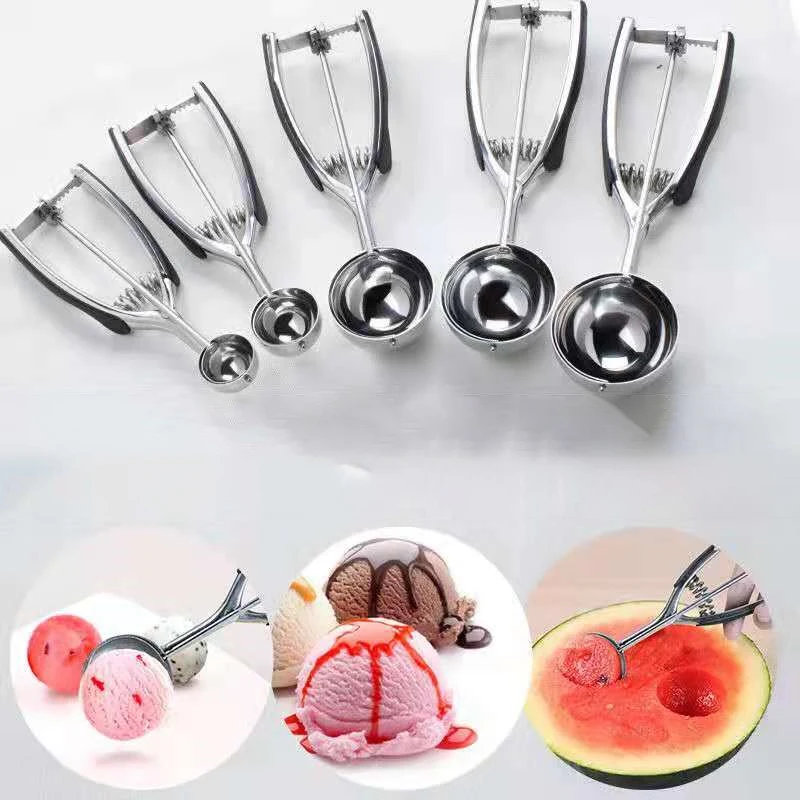 Ложка для мороженого Кухня инструменты 3 Размеры Нержавеющая сталь Весна ручка