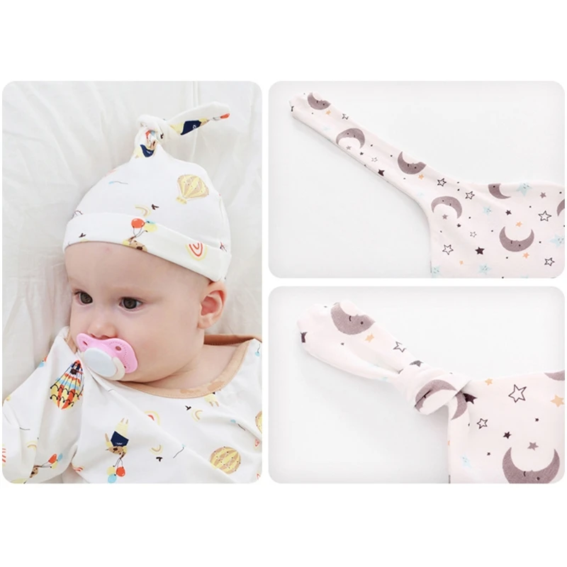 

3 Pcs Newborn Photography Props Hat Baby Knot Beanies Photo Shooting Cap for 0-24M Infants