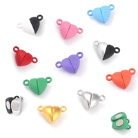 50 pairs love heart shaped alloy magnetic connected clasps charms end caps for diy couple bracelet necklace making accessories