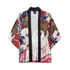 Мужская куртка в стиле Харадзюку, летняя тонкая рубашка-кимоно с рисунком, верхняя одежда унисекс, кардиган G3