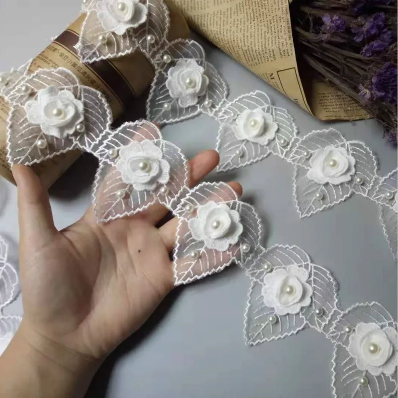 2-местное белое хлопковое сердце с жемчугом и бриллиантами вышитая кружевная