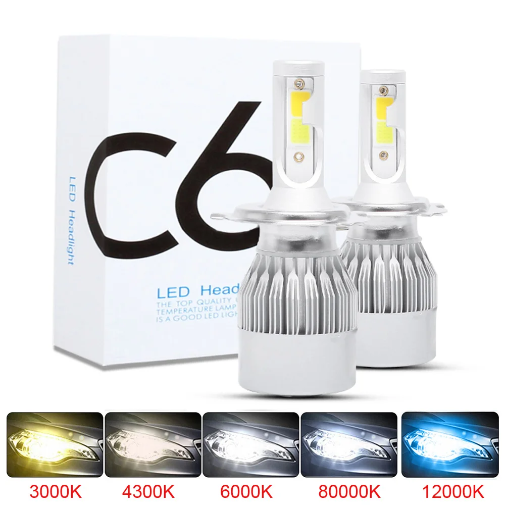 

Muxall 2pcs Blub Auto Car H8 H11 H7 H4 H1 LED Headlights 6000K 8000K 12000K 72W 8000LM COB Bulbs Diodes Automobiles Parts Lamp