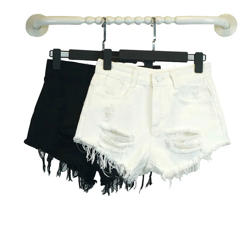 Новинка 2020 модные белые черные рваные женские сексуальные джинсовые шорты с