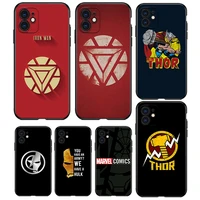 marvel avengers hero logo for apple iphone 13 12 11 mini 8 7 6s 6 xs xr x 5 5s se 2020 pro max plus black soft phone case