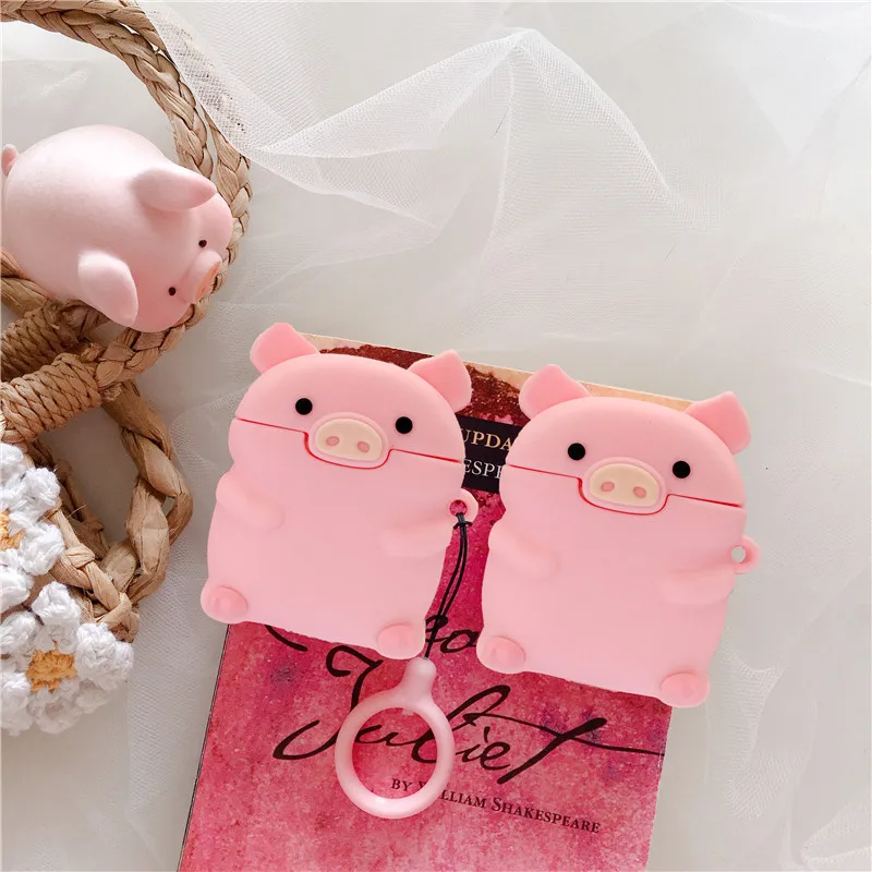 Чехол для AirPod 2 3D Mini Pink Pig мультяшный Мягкий силиконовый чехол наушников s Apple Airpods