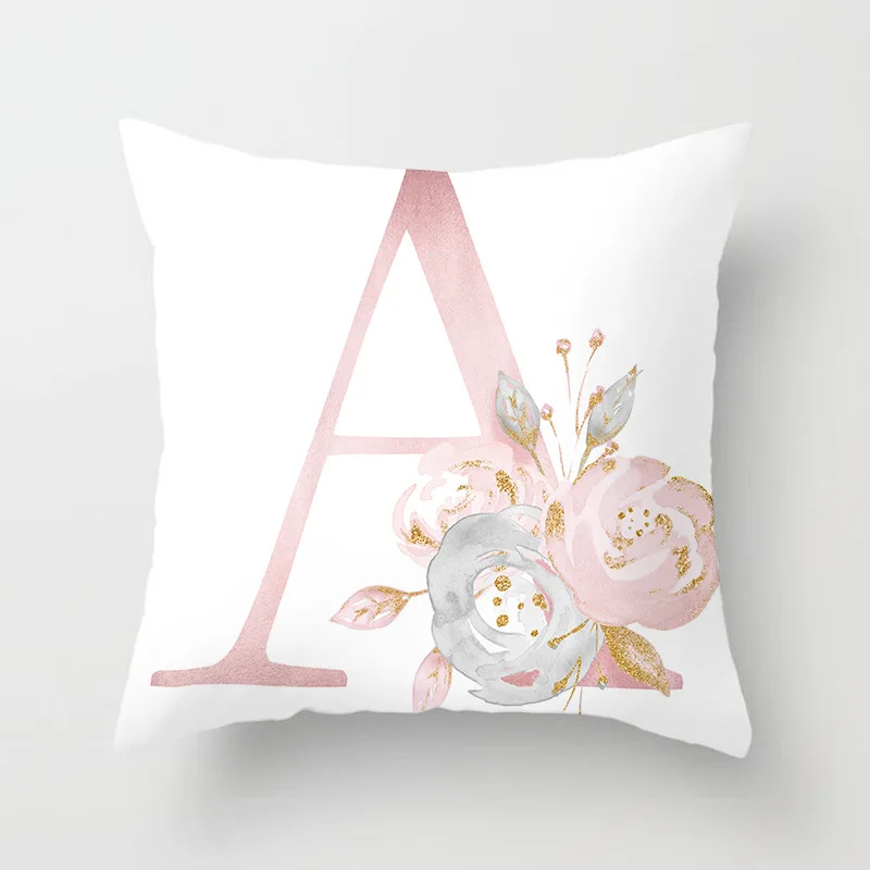 

Peach Velvet Polyester Gold English Letter Print Bay Window Decoration Home Hotel Car Decorative Back Cushion Cover Comfort ..