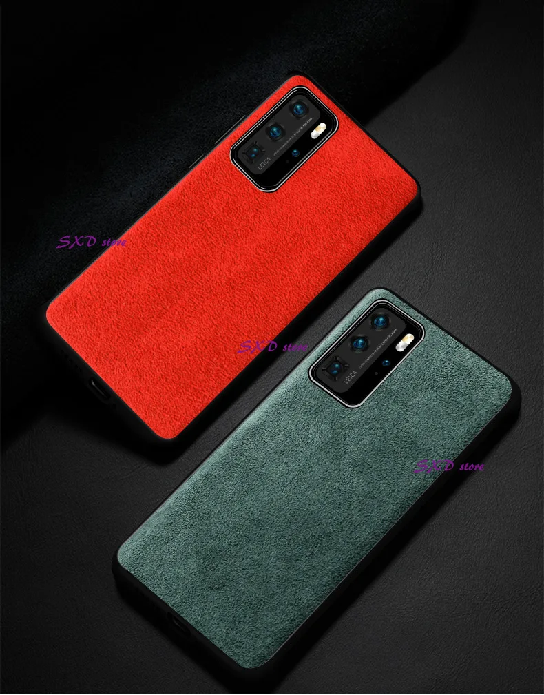 Italian Alcantara Rimless Case for Huawei P30 P40 Pro Luxury Artificial Leather Phone Cases Huawei Mate 30 Pro Mate 40 Pro Cover