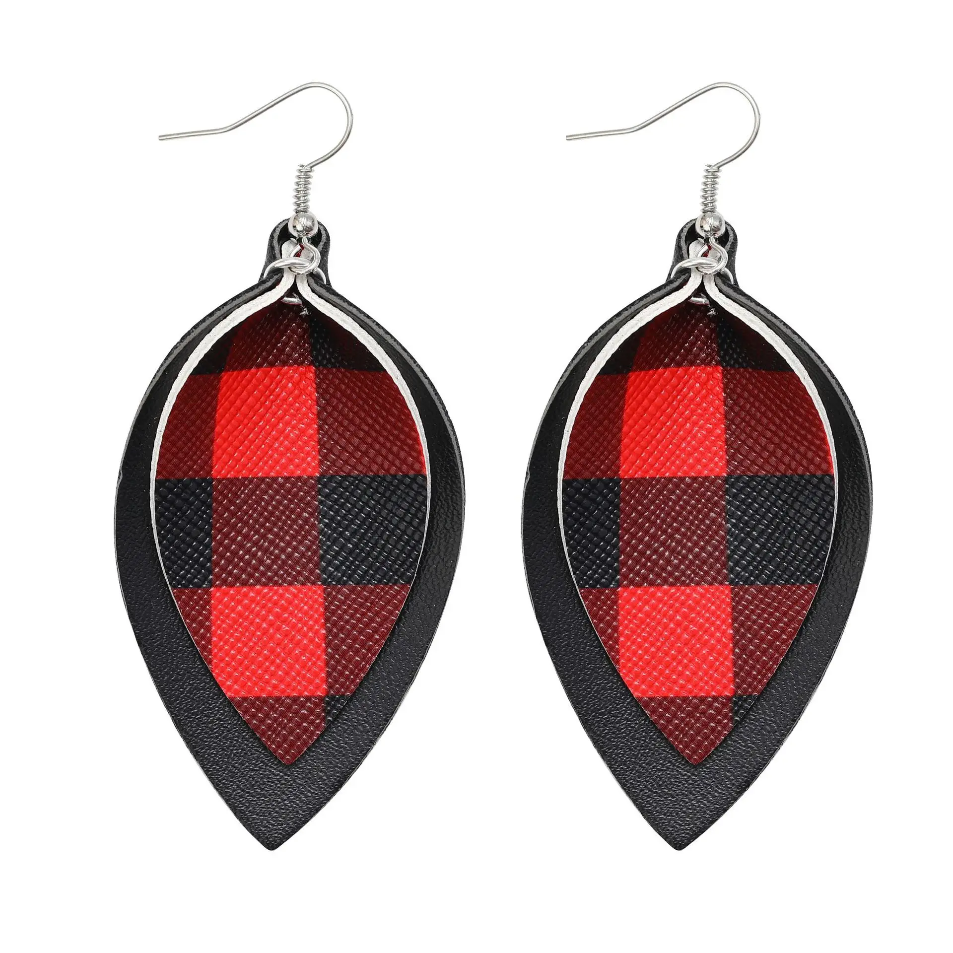 6 пар Buffalo Плед кожаный Комплект сережек для женщин рождественские украшения