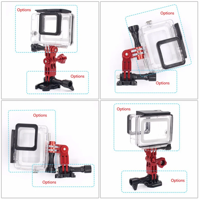 2 шт. CNC алюминиевый сплав трехходовой поворотный кронштейн адаптер для GOPRO Hero 1 3 + 4