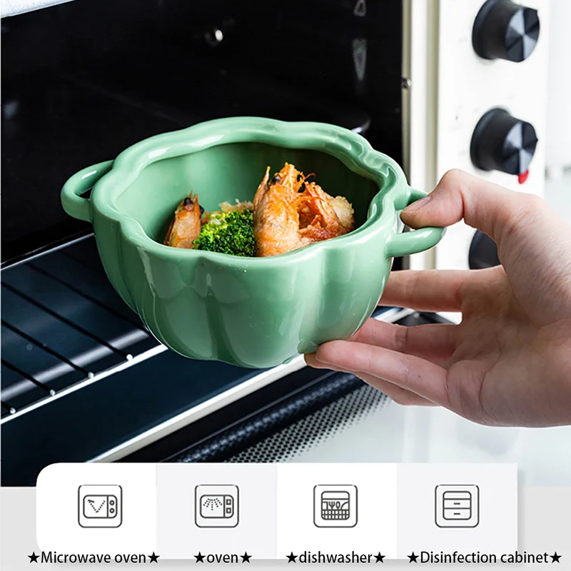 Керамическая миска для выпечки 400 мл в форме тыквы банка с крышкой Салатница суп