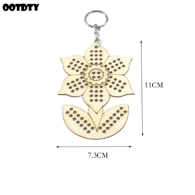 Деревянный брелок вышивка крестом Подсолнух с шерстяной нитью Сделай Сам Набор