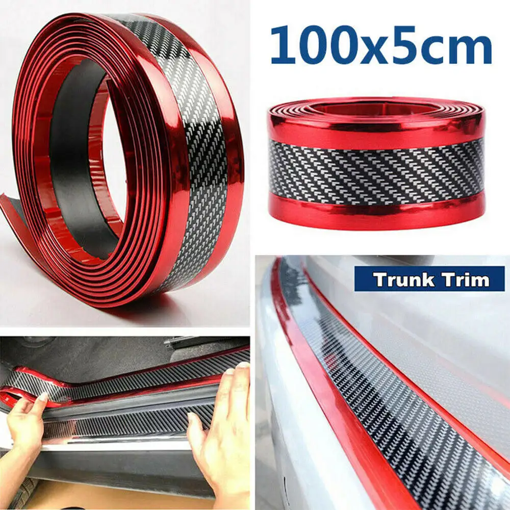 

Rubber Car Sticker Carbon Fiber Red Rubber Door Sill Protector Edge Guard Strip 5CM*1M Car Door