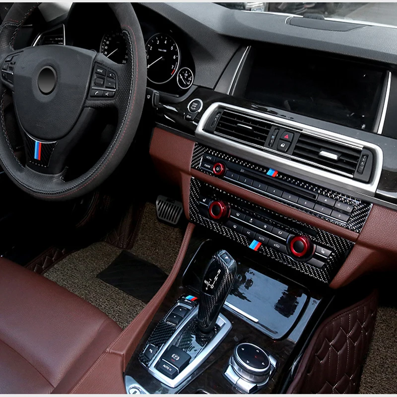 

For BMW 5 series F10 F18 Carbon Fiber Car Interior Trim Air conditioning CD control panel Cover decoration Sticker Accessories
