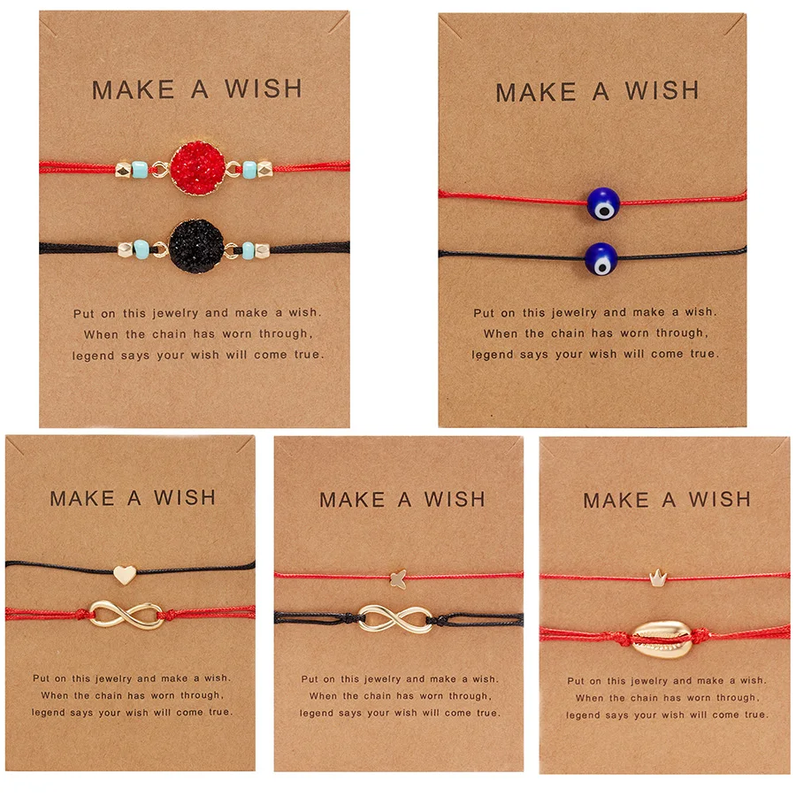 Новый красный черный браслет с цепочкой из веревки карточкой любовь смола кулон