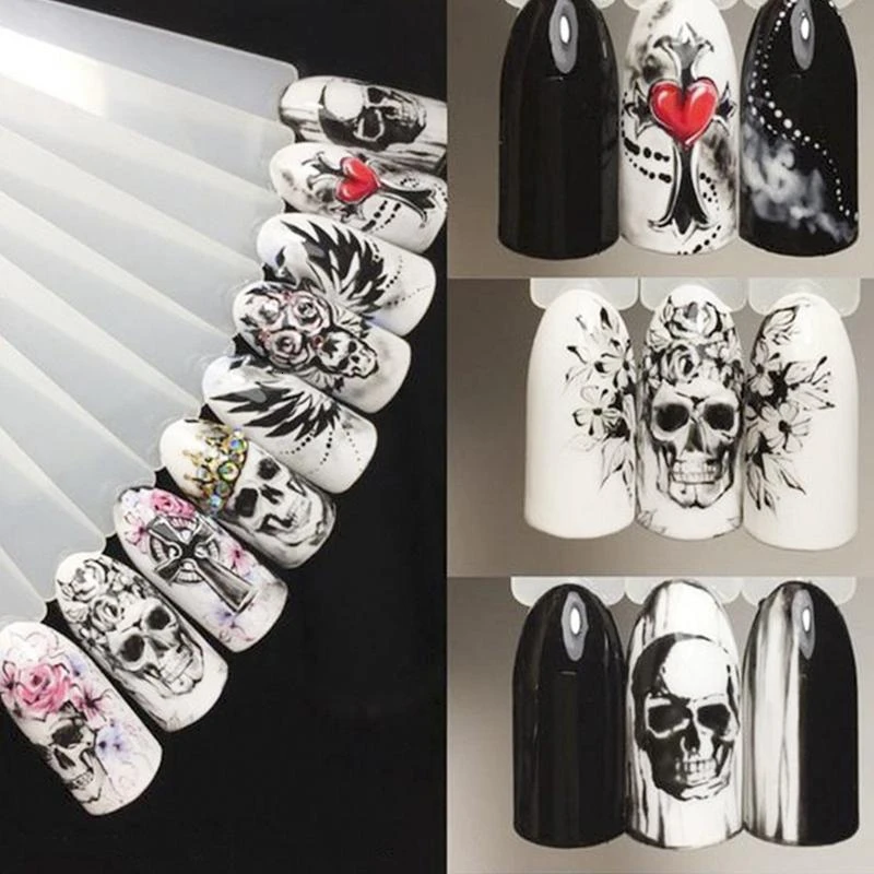 25 Sheets/set Halloween Nail Art Sticker Sexy Skull Bone Water Transfer Decals Nails Foil Manicure Decoration | Красота и здоровье