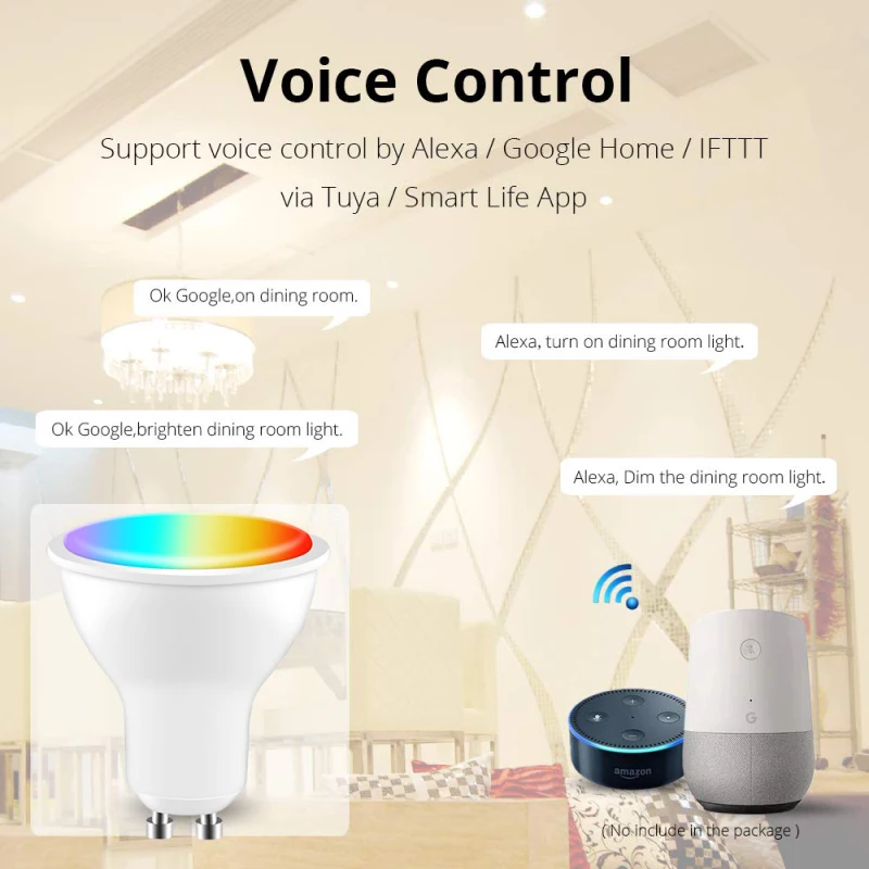 

Wifi Smart Gu10 LED Light Bulb Spotlight tuya/smart life APP 4W RGBCW Voice Control Work with Alexa Google Home Smart Home