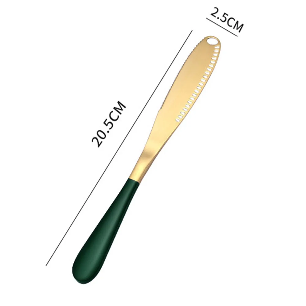 

430 Stainless Cheese Knife Multifunction Butter Knife With Hole Serrated Baking Varnish Bread Cheese Jam Knife Breakfast Tools