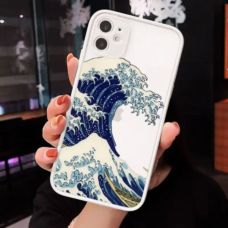 

The Big Wave of kanagawa Phone Cases Matte Transparent for iPhone 7 8 11 12 s mini pro X XS XR MAX Plus cover funda