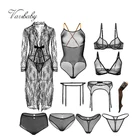 Сексуальное кружевное нижнее белье Varsbaby, 2 бюстгальтера, 2 трусика, 2 подвязки, чулки, халат, 2 стринга, ночная рубашка, размера плюс