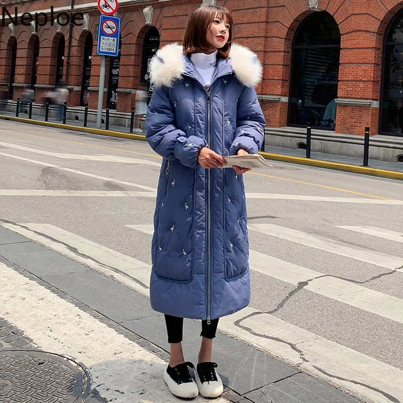 Neploe Bf Abrigos Mujer Inverno Толстое Зимнее пальто для женщин темперамент макси свободные тонкие вышитые Casaco Feminino 46374