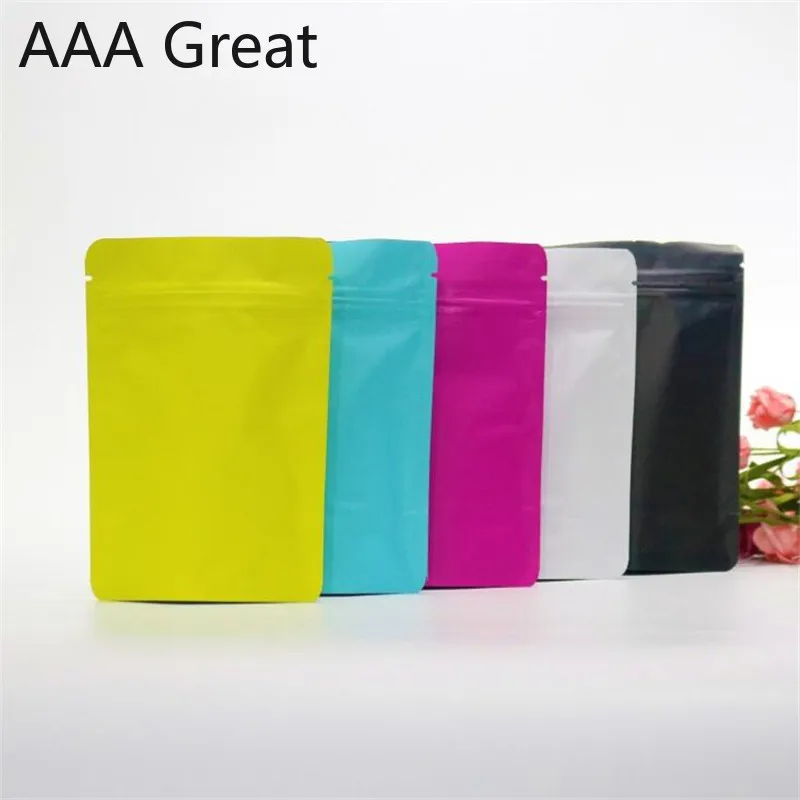 100 шт./лот матовый пакет из алюминиевой фольги стоячие пакеты с застежкой молнией