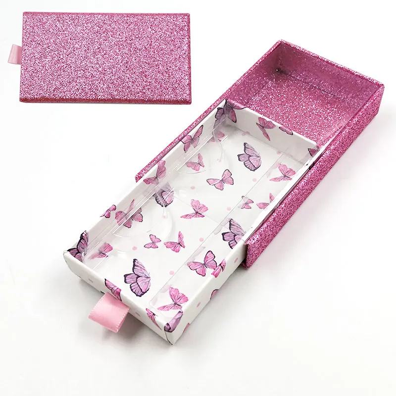 

Wholesale False Eyelash Packaging Drawer White Inner Box Lash Boxes Custom Faux Cils Eyelashes Package Pink Outer Case Vendor