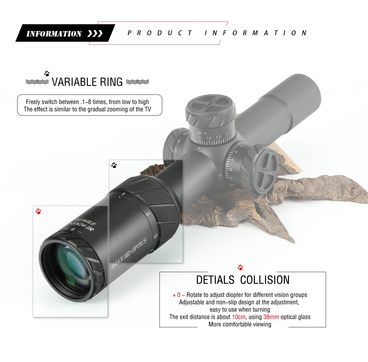 TEAGLE ED 1-8x24 IR Lange Eye Relief охотничий прицел тактический оптический прицел Verlichte Red Rifle Scope fit 30-06 308 AR1