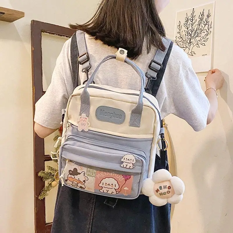 

Cute Candy Color Multifunctional Women Backpack Kawaii Contrast Color School Bags for Teen Girls Japan Style Women's Back Packs