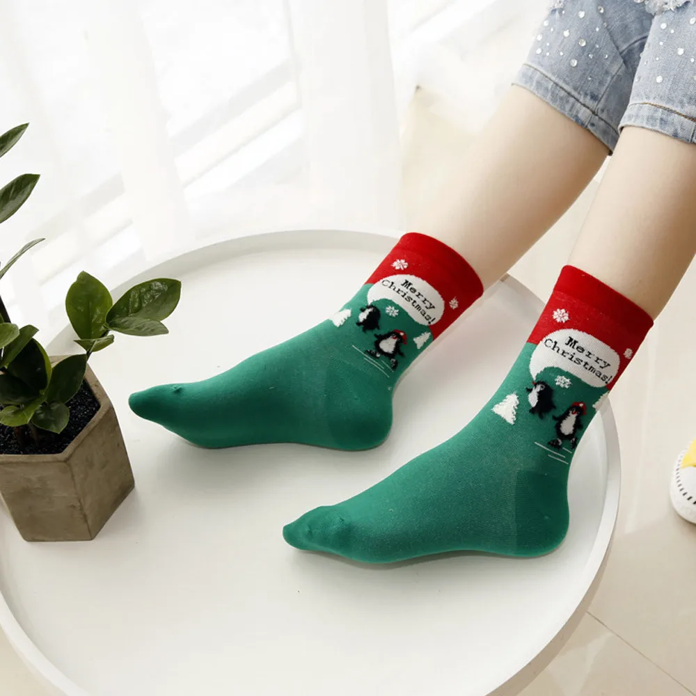 SAGACE Модные женские носки для девочек Забавные удобные дышащие с принтом Санта